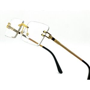 Sunglasses Gold Frame Clear Lens Fashion Eyewear Frameless Migos 80's 90's Style